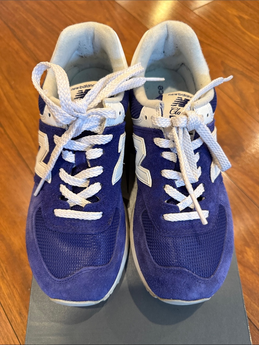 New Balance Women's Blue and White Suede Mesh Sneakers